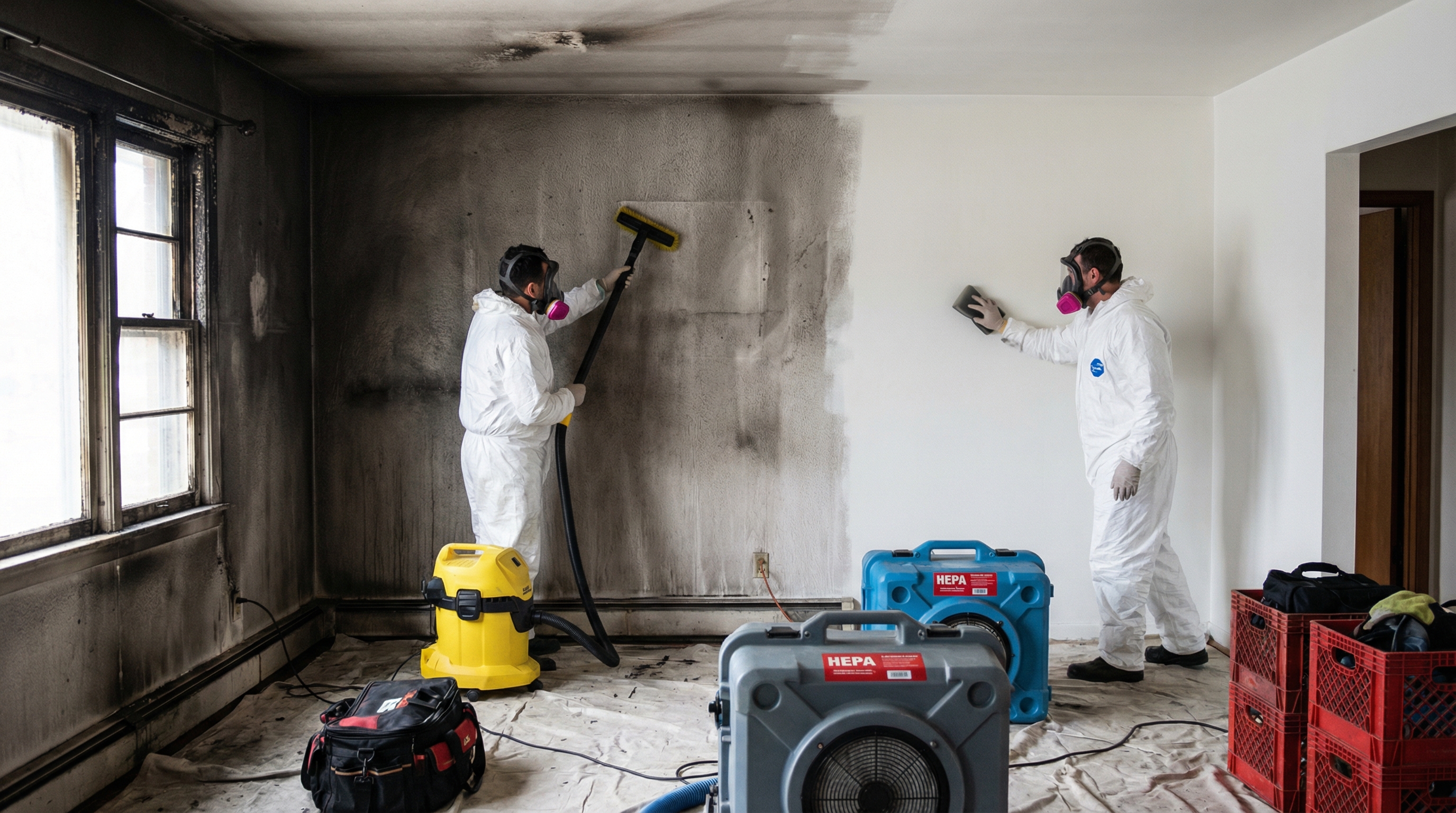 Fire and smoke damage restoration and cleanup